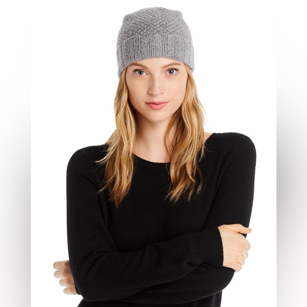 New! Waffle Knit 100% Cashmere super soft Beanie, hat. Unisex. Color - grey